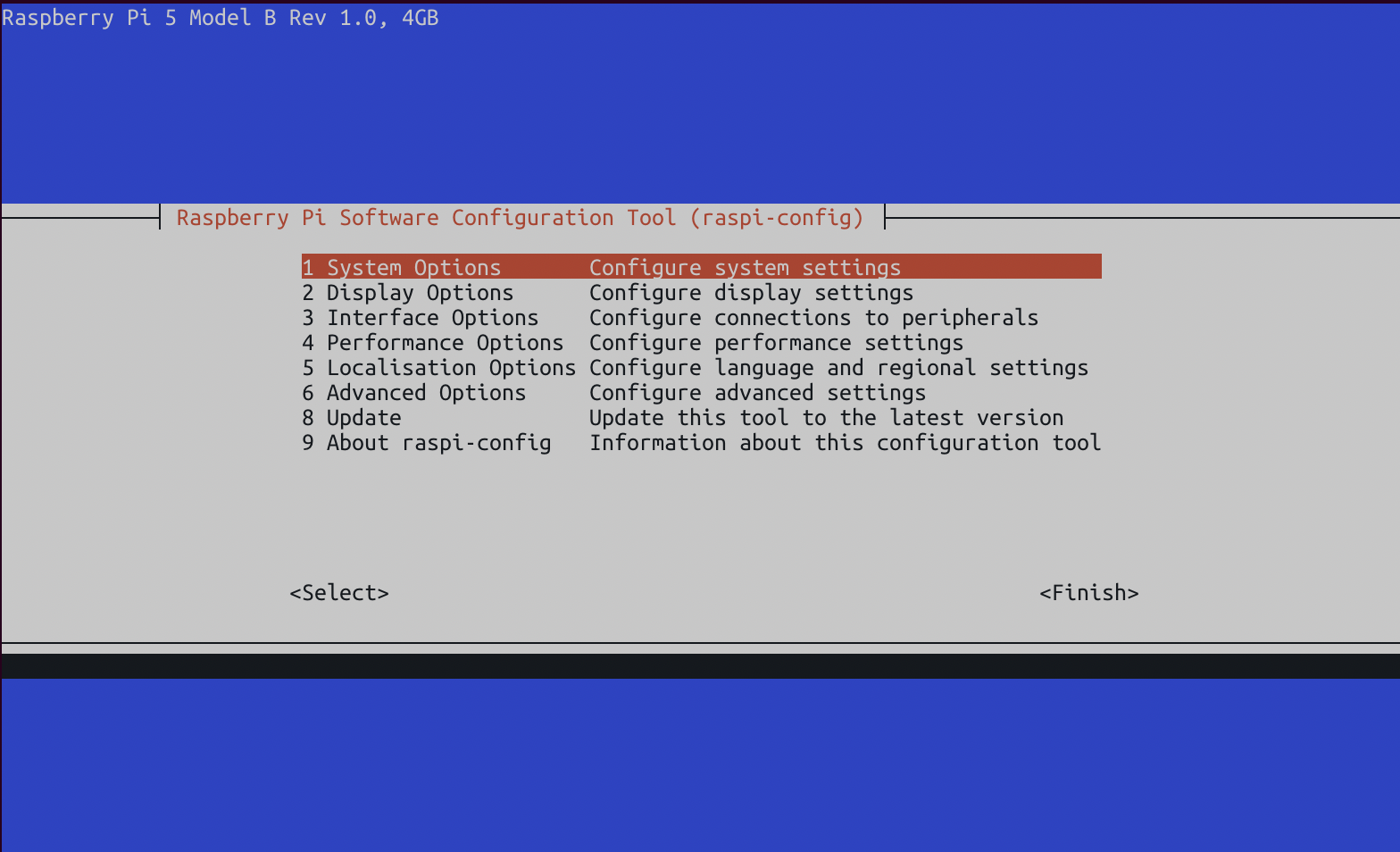 raspi-config 主屏幕